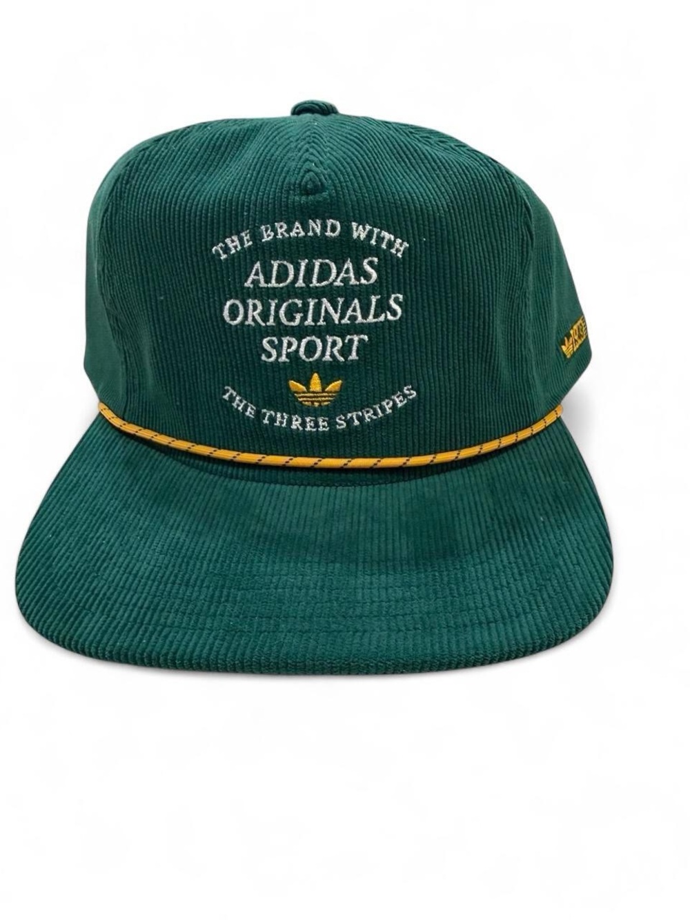 adidas Originals Green Corduroy Hat with Yellow Trim
